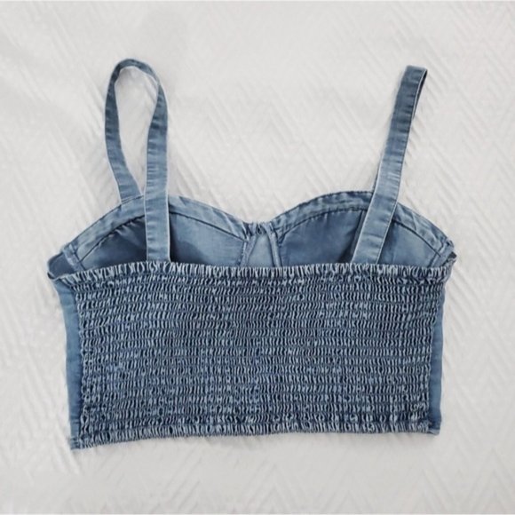 BOG COLLECTIVE Denim Bustier Padded Crop Top - Picture 4 of 10